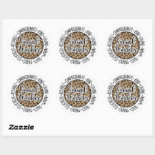 Sticker Rond Leopard Social Worker, Cadeau de travail social (Feuille)