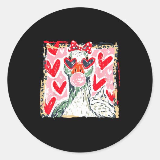 Sticker Rond Leopard Valentine's Day Goose Cute Animal Couple M (Devant)