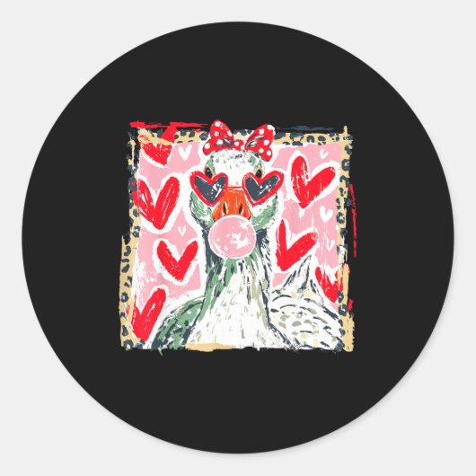 Sticker Rond Leopard Valentine's Day Goose Cute Animal Couple M (Devant)