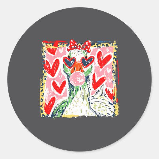 Sticker Rond Leopard Valentine's Day Goose Funny Cute Goose Hun (Devant)