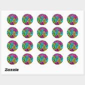 Sticker Rond Leopard Wild Cat Rainbow Motif, Leopard Cadeau (Feuille)