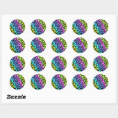 Sticker Rond Leopard Wild Cat Rainbow Motif, Leopard Cadeau (Feuille)