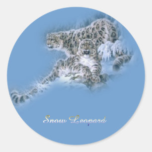 Sticker Rond Léopards de neige