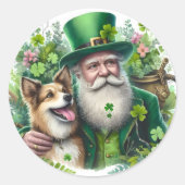 Sticker Rond Leprechaun Avec Stick Rond Chien (Devant)