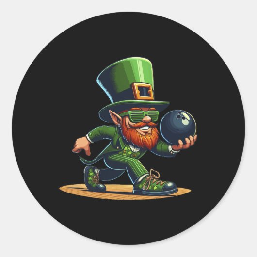 Sticker Rond Leprechaun Bowling Bowler Tee St.patricks Day Kids (Devant)