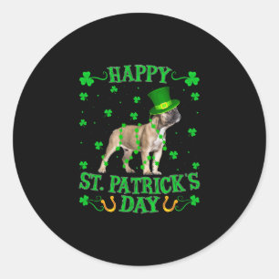 Sticker Rond Leprechaun Casquette Français Bulldog Saint Patric