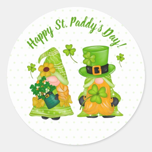 Sticker Rond Leprechaun Gnome Shamrock Bonne St. Paddy's Day (Devant)