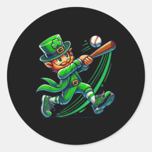 Sticker Rond Leprechaun Jour de la Saint Patrick de baseball ga