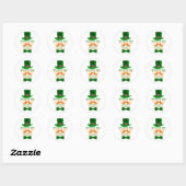 Sticker Rond Leprechaun moderne St. Patrick's Any Age Anniversa (Feuille)