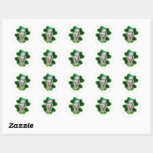 Sticker Rond Leprechaun Robot St. Patrick's Day (Feuille)