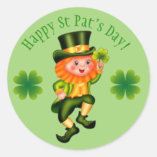 Sticker Rond Leprechaun St Patrick's Day (Devant)