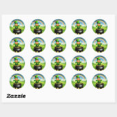 Sticker Rond Leprechaun St. Patrick's Pot of Gold Rainbow (Feuille)