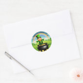 Sticker Rond Leprechaun St. Patrick's Pot of Gold Rainbow (Enveloppe)