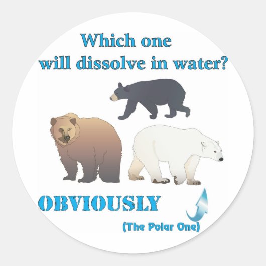 Sticker Rond Lequel va se dissoudre dans l'eau Polar Chimie (Devant)