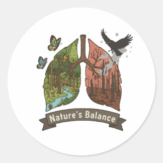 Sticker Rond L'équilibre de la nature | Poumons de l'environnem