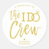 Sticker Rond L'équipage I Do | Mariage Favoris Gold | Blanc (Devant)