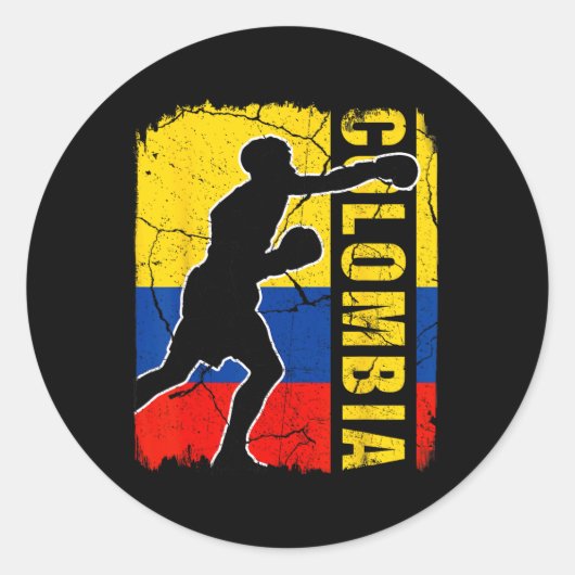 Sticker Rond L'équipe colombienne de boxe gants à drapeau (Devant)