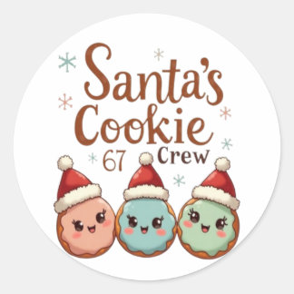 Sticker Rond L'équipe de biscuits de Noël 67 du Père Noël