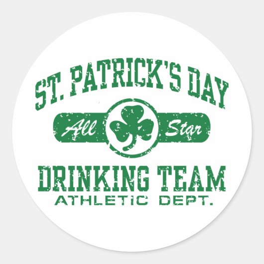 Sticker Rond L'équipe de boisson de la Saint-Patrick (Devant)