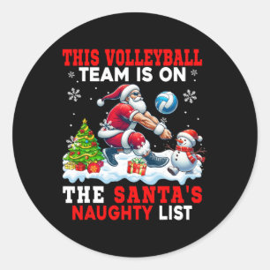 Sticker Rond L'Équipe De Volley-Ball Est Sur Père Noël Xmas Nau