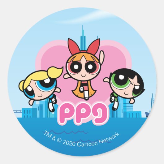 Sticker Rond L'équipe des filles puissantes est géniale (Devant)