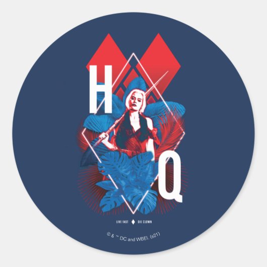 Sticker Rond L'équipe du suicide | Harley Quinn Fern & Diamonds (Devant)