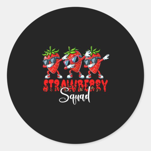 Sticker Rond l'équipe fraise trois faisant des strawberries dab (Devant)