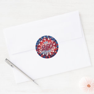 Sticker Rond Les 250 ans d'Amérique 1776-2026 Feux d'artifice R