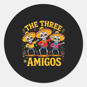 Sticker Rond Les 3 trois amis trois amis squelette cinco de