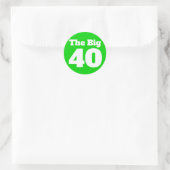 Sticker Rond Les 40 ans verts de grand anniversaire (Sac)