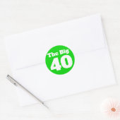 Sticker Rond Les 40 ans verts de grand anniversaire (Enveloppe)