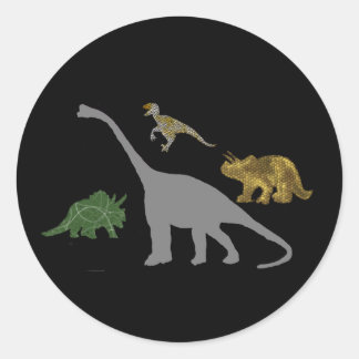 Sticker Rond Les 4 Dinos