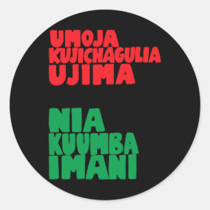 Sticker Rond Les 7 Principes De Nguzo Saba Kwanzaa African Ame