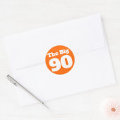 Sticker Rond Les 90 ans Orange Grands Anniversaire (Enveloppe)