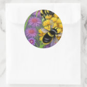 Sticker Rond Les abeilles dans une prairie à fleurs (Sac)