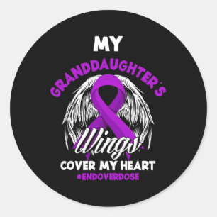 Sticker Rond Les ailes de ma grand-fille couvrent mon surdo de
