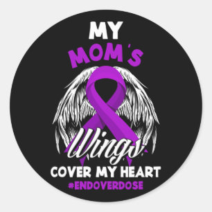 Sticker Rond Les ailes de ma mère couvrent Mon coeur en fin de