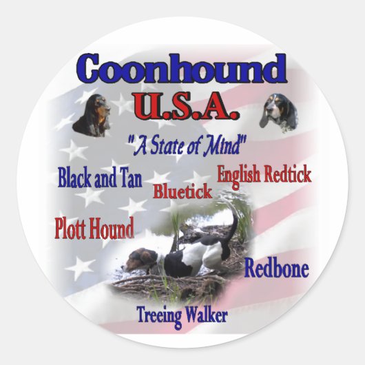 Sticker Rond Les Amateurs de Coonhound (Devant)