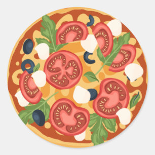 Sticker Rond Les amateurs de pizzas