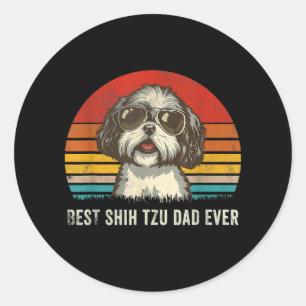 Sticker Rond Les amateurs de Shih Tzu  Meilleur Chih Tzu Papa J