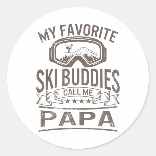 Sticker Rond Les amateurs de ski Papa Ski Goggles Snowboard Gra (Devant)