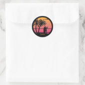 Sticker Rond Les amateurs de surf de plage cool (Sac)