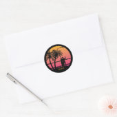 Sticker Rond Les amateurs de surf de plage cool (Enveloppe)