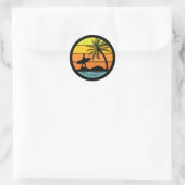 Sticker Rond Les amateurs de surf de plage cool (Sac)