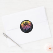 Sticker Rond Les amateurs de surf de plage cool (Enveloppe)