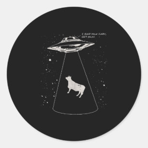 Sticker Rond Les amateurs de vaches Drôle Vache Lait UFO souc
