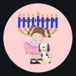 Sticker Rond Les Amis de Hanukkah<br><div class="desc">Bonne Hanoukka à tous nos amis,  filles,  garçons et enfants de tous âges. Les chiens chiots de Chanukah font de cette fête un cadeau encore meilleur.</div>