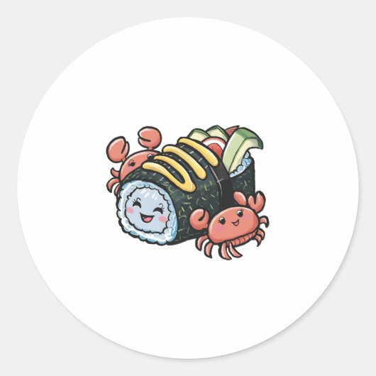 Sticker Rond Les amis du sushi (Devant)