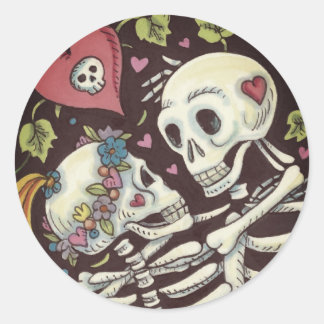 STICKER ROND LES AMOUREUX DE LA IVY, LES SQUELETTES SWETHEART E