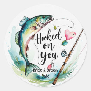 Sticker Rond Les amoureux de la pêche Hook sur vous
